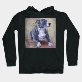 Loose Painting of a Gray Pit Bull Hoodie